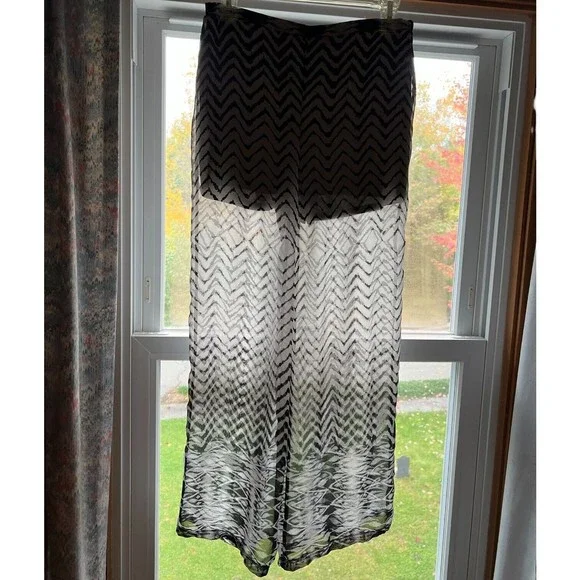 Sans Souci Anthropologie Wide Leg Sheer Pants With Shorts Size S Black White - Picture 8 of 10